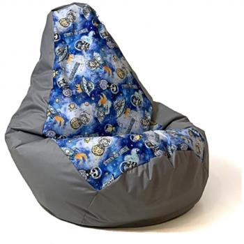 Puff saco sako estampado pera gris naves espaciales xl 130 x 90 cm