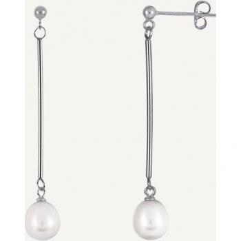 Pendientes Vidal & Vidal Rio acabado de plata barra perla