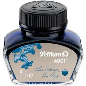 Pelikan 301028 - Tinta para pluma estilográfica 4001, frasco de vidrio de 30 ml, color Negro - Azul