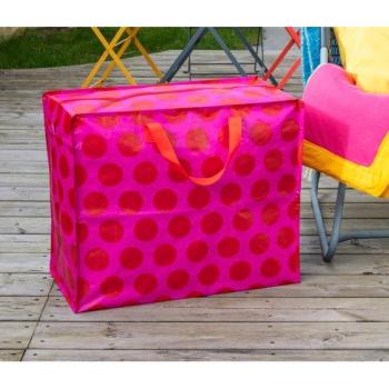 Rex London Red on Pink Jumbo Storage Bag - XXL Multi-Purpose Zip Tote (Approx. 55 x 48 x 28 cm / 74 Liters)