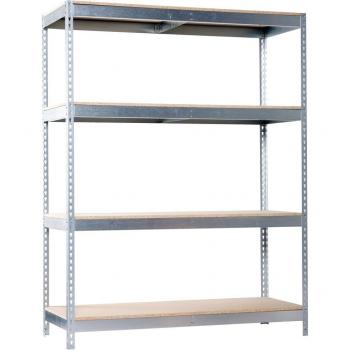 Estantería metálica ECOFORTE SimonRack, 2000x1200x600 mm, 4 estantes de madera, soporta 400 kg de punto flexión por balda, acabado Galva/Madera