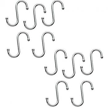 Ganchos de Metal Cromado en Forma de S para Colgar Utensilios en la Cocina, Tamaño 10 cm, Paquete de 5 Unidades