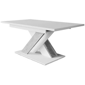 Mesa de Comedor Goodyear 103, Alargable, Aglomerado Laminado, Blanco y Hormigón, 140-180 x 80 x 76 cm