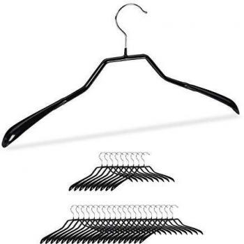 Perchas Antideslizantes de Metal, Pack de 30 Uds., Hombros Anchos y Engomadas para Trajes y Chaquetas, Color Negro