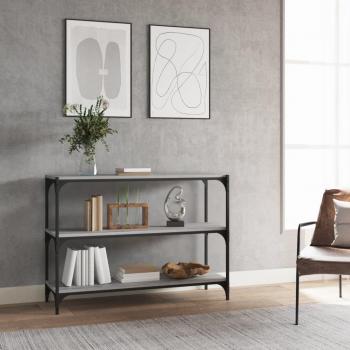 Estantería de madera contrachapada y acero 100x33x70,5 cm en color negro, roble sonoma y gris sonoma, mueble de almacenaje para oficina, estudio y dormitorio