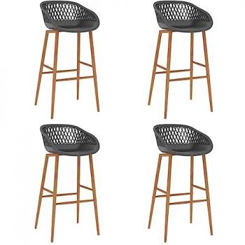 Taburetes de cocina 4 unidades gris vidaXL con diseño moderno, estructura resistente, altura adecuada para barra y mostrador, tapizado en tela gris fácil de limpiar, asiento acolchado para mayor comodidad, base estable y antideslizante