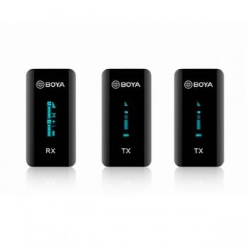 Kit Micrófono inalámbrico Boya BY-XM6-S2 de doble canal de 2,4 GHz 1 + 2