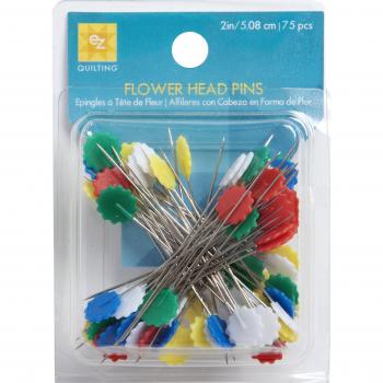 EZ Quilting 881428 - Pack de 75 alfileres con cabeza en forma de flor, multicolor