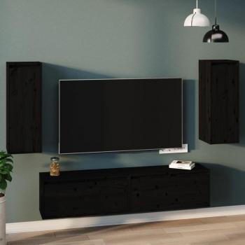 Armario de pared 2 uds madera maciza de pino negro 30x30x80 cm, Natural, Blanco, Gris - Mueble Almacenaje Estantería para Oficina, Estudio, Sala de Estar, Dormitorio Est