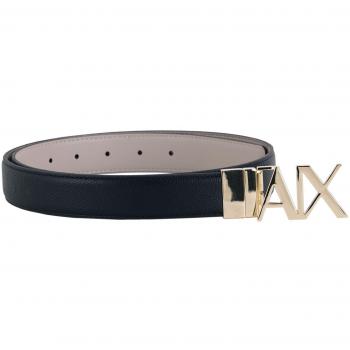 Cinturón reversible negro y beige de mujer Armani Exchange, piel, logo doble cara