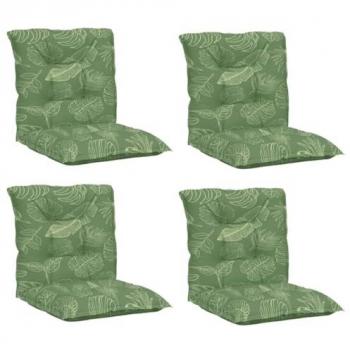 Cojines de silla de respaldo bajo 4 uds tela estampado de hojas Vidaxl Verde