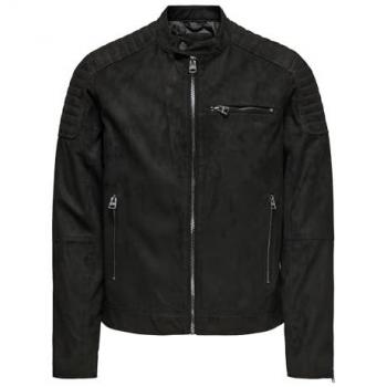 Chaqueta Biker de Suede para Hombre - Modelo Gus, Talla XXL, Color Negro