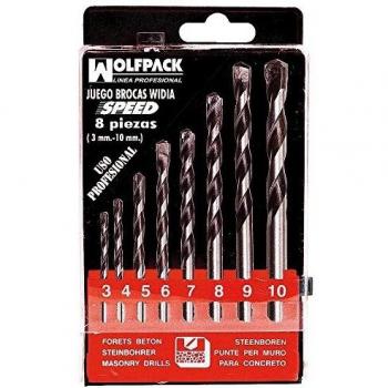 WOLFPACK LINEA PROFESIONAL 9061090 Estuche Brocas Widia Profesional Wolfpack Speed 8 Piezas, Multicolor