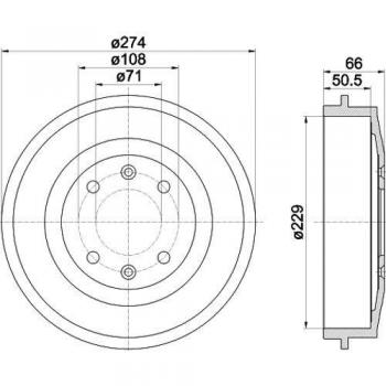 Tambor de freno HELLA 8DT 355 301-231 sin moyeu, sin rodamiento y sin tornillo de fijación