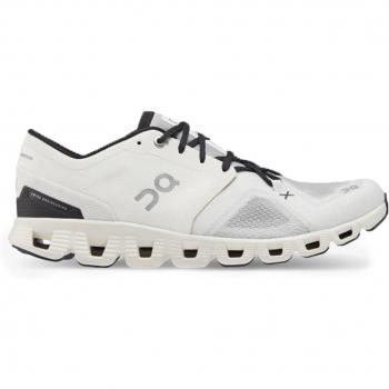 ON Running Cloud X 3 - Men's Sneakers, White-Black, Size 8.5 UK, Low-Top Trainers, Textile Material, Sports Shoes