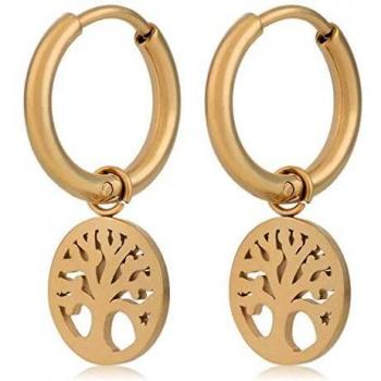 Córdoba Jewels | Pendientes en plata de ley 925 bañada en oro con diseño Mini Aros Árbol Vida Gold