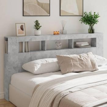 Cabecero Led Madera Multicapa Gris Hormigón 200x18,5x103,5 cm