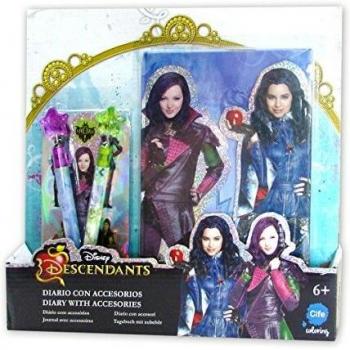 DESCENDANTS - Agenda Glitter con Accesorios, Color Azul / Negro
