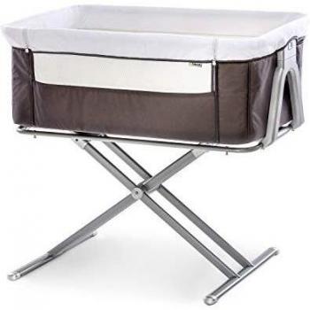 Hauck Minicuna de Colecho Face to Me, para Bebes desde el Nacimiento hasta 9 kg, con Colchón, Lateral Abatible, Regulable en Altura, Apta para Camas Altas y Bajas, Plegable, Gris