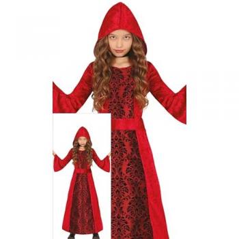 Disfraz de Vampiresa con Capucha Roja para Niña - Disfraces de Halloween para Niñas de 5 a 6 Años