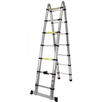 Escalera Articulada Extensible de Aluminio 7+7 Peldaños, Altura Máxima 4.4m
