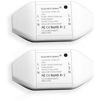 Interruptor Universal Inteligente con Wi-Fi con Control Remoto Meross App. Compatible con Alexa, Google Assistant y SmartThings. Modelo MSS710, Paquete de 2.