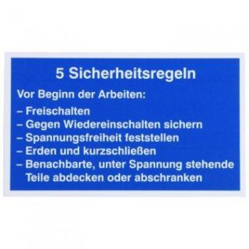 Dehn Sign 5 Safety Rules Plastic Notice Board (German Language) - 700057