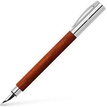 Faber Castell 148181 - Pluma estilográfica con cuerpo en madera de peral, plumín de acero inoxidable, trazo F