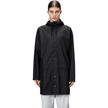 Rains Long Jacket - Black, Size Large, Unisex, Hooded, Waterproof, Lightweight, Breathable Fabric
