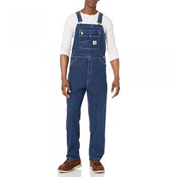 Carhartt Men's Loose Fit Denim Bib Overalls - Blue - Size 38