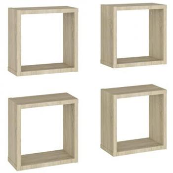 Estantes de cubo de pared 4 unidades roble Sonoma 30x15x30 cm