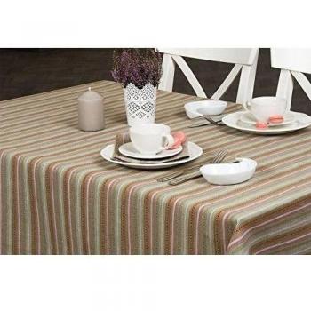 Lino fashion: mezcla de lino mantel en color gris, verde y rojo rayas, Grey / green / red / white, 150cm X 100cm