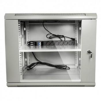 Rack de montaje en pared de 9U con puerta de vidrio