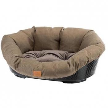 Sofá Tweed para Perros y Gatos 73 x 55 x 27 cm con Cojín Acolchado, Lavable y de Plástico Resistente - Marrón