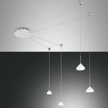 Lámpara colgante LED Fabas Luce Isabella, 4 luces, cristal blanco