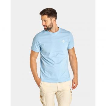 Camiseta de hombre liso logo Colección Mediterraneo manga corta celeste