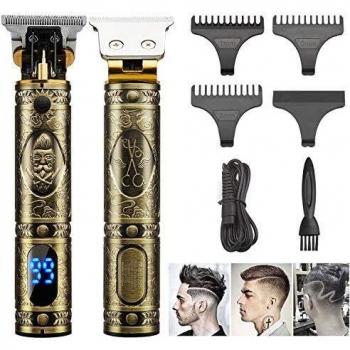 J TOHLO Cortapelos para Hombres, Cortadora de Cabello Inalámbrica con Cuchilla en T, Cortador de Pelo sin Espacios de 0 mm con Pantalla LED, Cortadora de Cabello Eléctrica Recargable con 3 Peines Guía