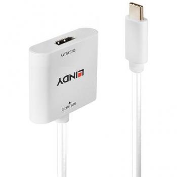 Lindy 43339 adaptador de cable de vídeo 0,1 m USB Tipo C HDMI Blanco