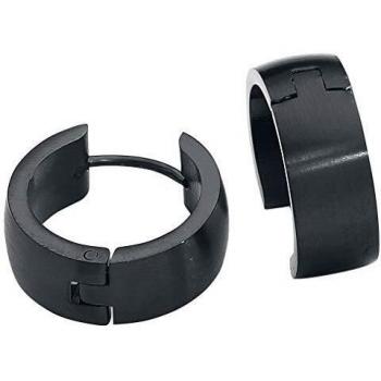 etNox Aros de Acero Inoxidable Unisex Pendiente Negro, Acero Inoxidable,