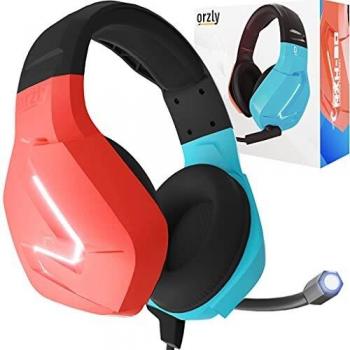 Orzly Auriculares para Juegos micrófono compatibles con Nintendo Switch OLED y Lite Joycon Color Match con micrófono de luz LED y Control Remoto - Hornet RXH-20 Tanami Edition