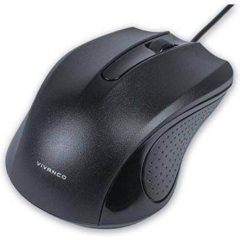 Vivanco 36637 - Ratón Ordenador Óptico Ergonómico con Cable USB, 1000 dpi, 1,2m