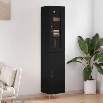 Aparador negro de madera contrachapada 34,5x34x180 cm