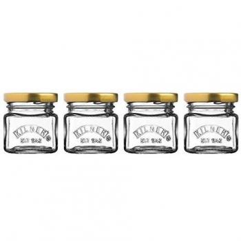 Set de 4 tarros de vidrio mini con tapa rosca de 55 ml Kilner