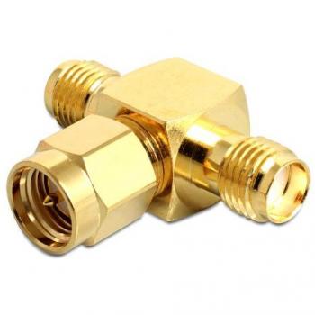 Conector T SMA hembra - SMA macho - SMA hembra