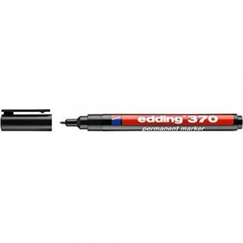 Rotulador Permanente Edding 370 Punta Redondeada 1mm Negro Resistente al Agua (Caja de 10)