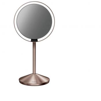 simplehuman, espejo mini con sensor, acero inoxidable rosa oro