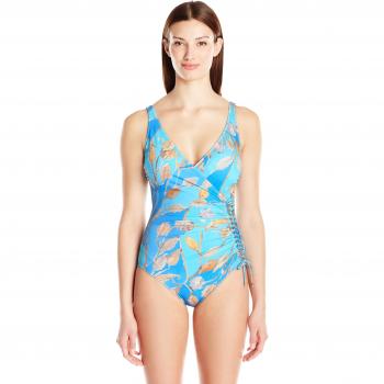 Traje de baño una pieza Gottex Capri Azul y Dorado