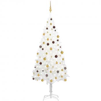 vidaXL Artificial Pre-lit Christmas Tree with Ball Set White 240 cm