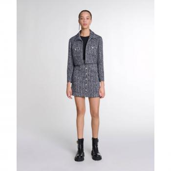 Maje 2-in-1 Tweed Dress and Jacket Set - Black White - Size 34 FR/2 US
