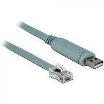 Adaptador USB 2.0 Tipo-A a RJ45, Cable de Consola Serial RS-232, 1 m, Color Gris